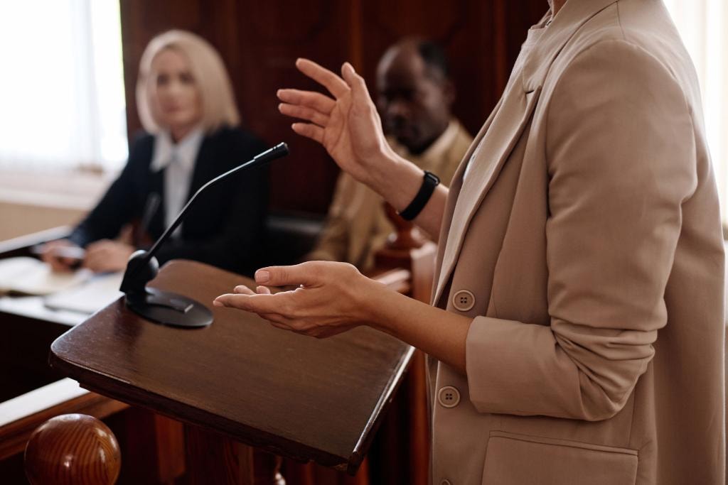 Attorney advocating in court